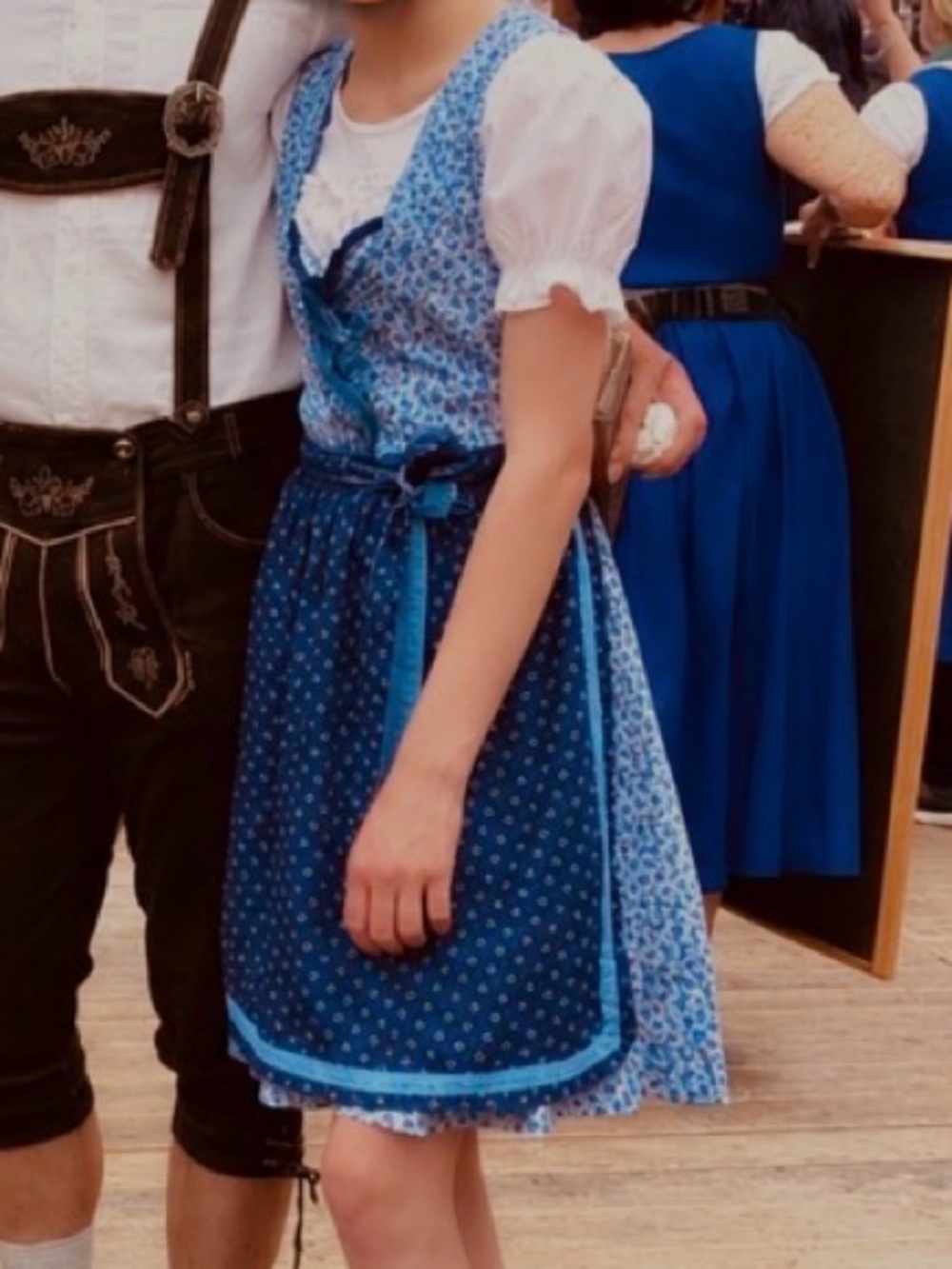 Girls' Blue Authentic Bavarian Dirndl with Apron